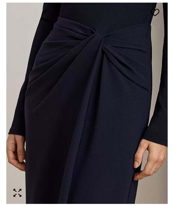 Lauren Ralph Lauren Rib-Knit & Crepe Off-the-Shoulder Column Gown Sz 16 stretch - Picture 3 of 10